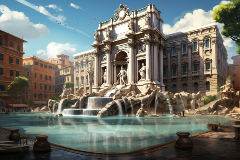 Trevi Fountain and the Pantheon